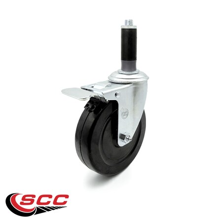 5 Inch Hard Rubber Swivel 7/8 Inch Expanding Stem Caster Total Lock Brake SCC